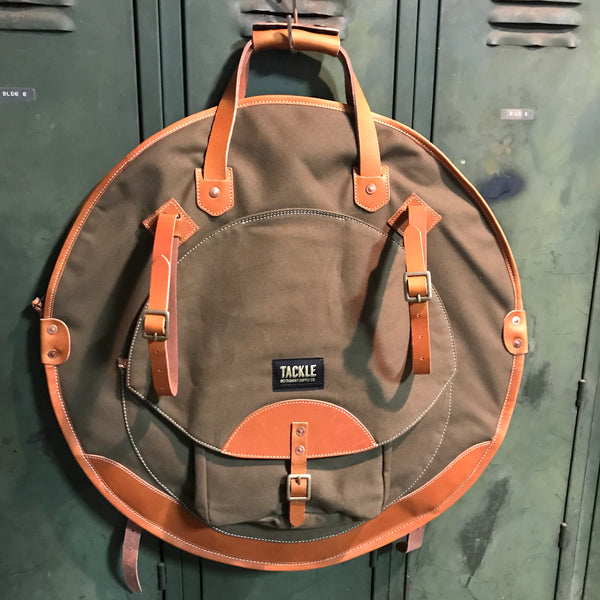 circle tackle bag Gilbert 40" Green Rugby Ring Style meets utility in forest green with tan trim. Tackle Instrument Supply Co. Waxed